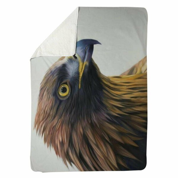 Begin Home Decor 60 x 80 in. Brown-Headed Eagle-Sherpa Fleece Blanket 5545-6080-AN463